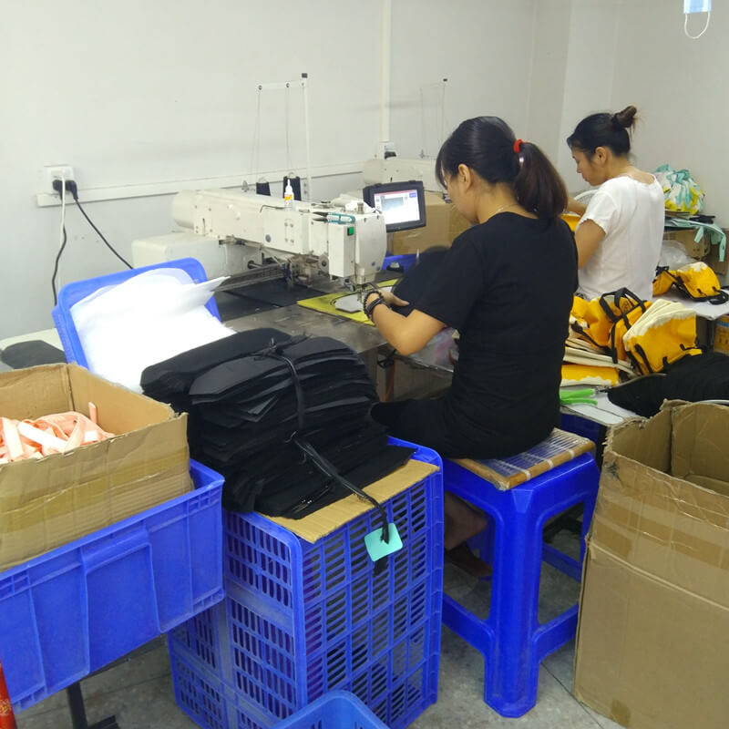 Sewing workers of Linway bag factory workshop